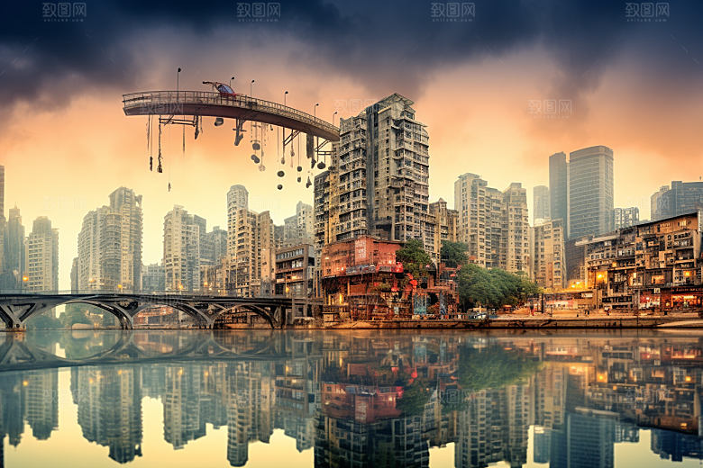重庆城市建筑3D立体视觉场景