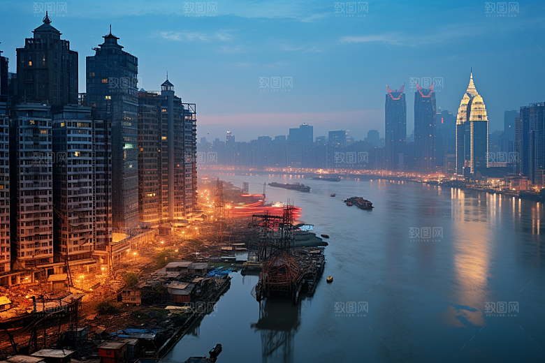 重庆城市大气3D立体视觉场景