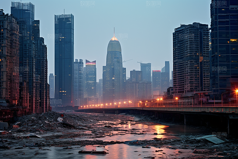 重庆城市3D立体赛博朋克视觉场景