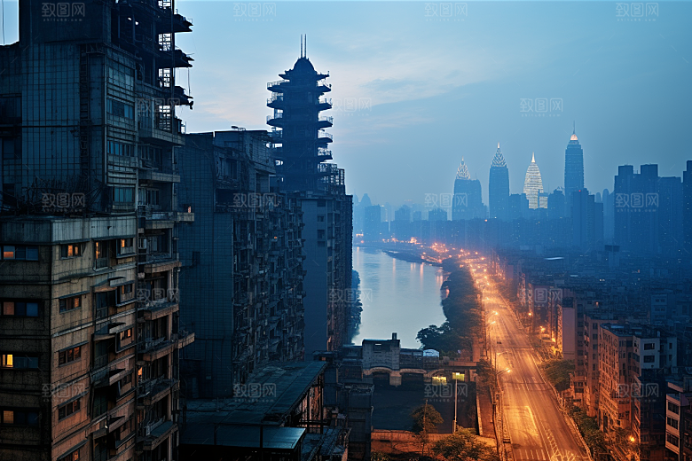 重庆城市3D立体建筑视觉场景