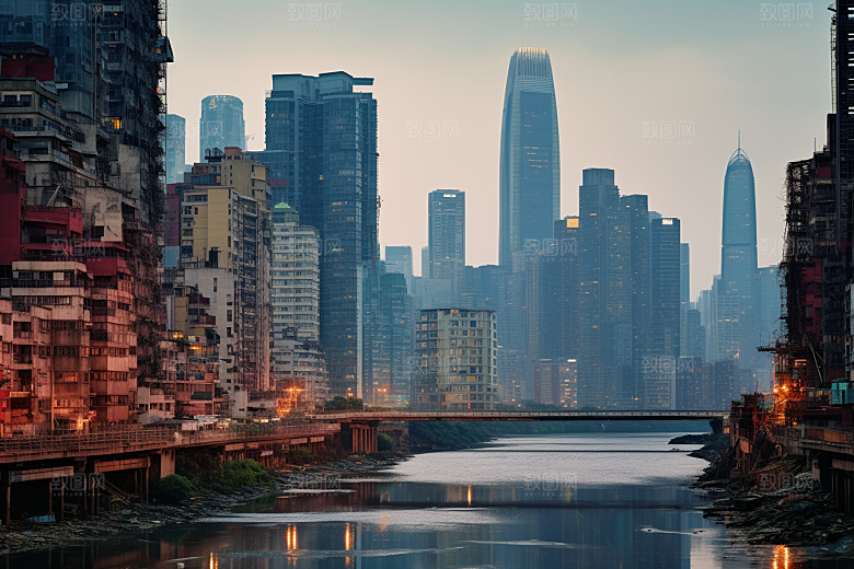 重庆城市赛博朋克建筑视觉场景