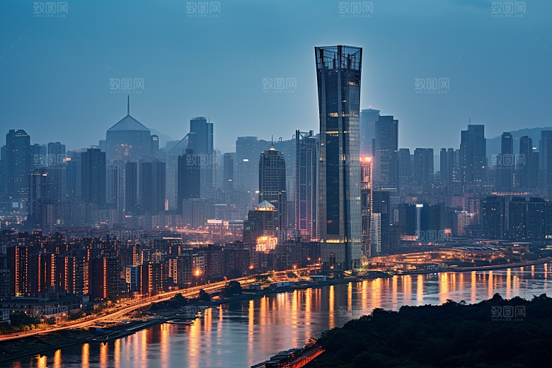 重庆城市3D立体赛博朋克视觉场景