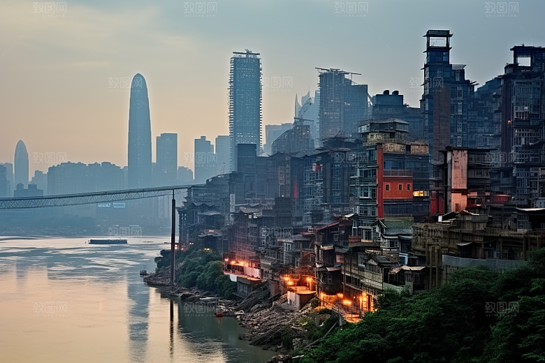重庆城市大气3D立体视觉场景