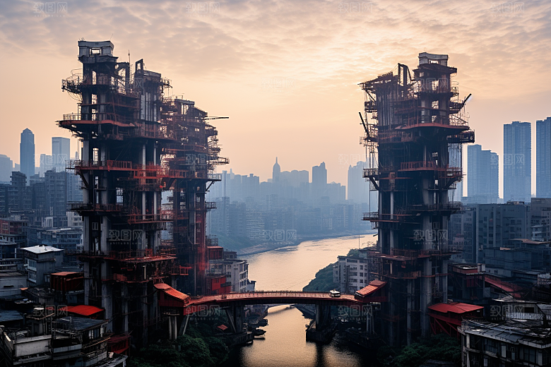 重庆城市赛博朋克建筑视觉场景