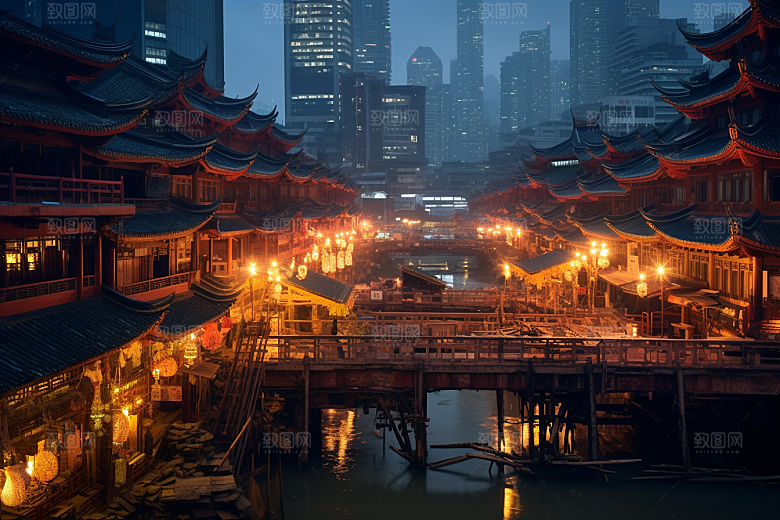 重庆城市大气建筑视觉场景