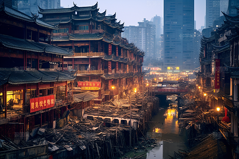 重庆城市赛博朋克大气视觉场景