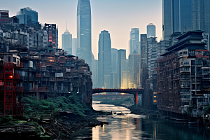 重庆城市赛博朋克大气视觉场景