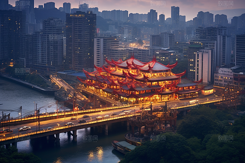 重庆城市赛博朋克大气视觉场景