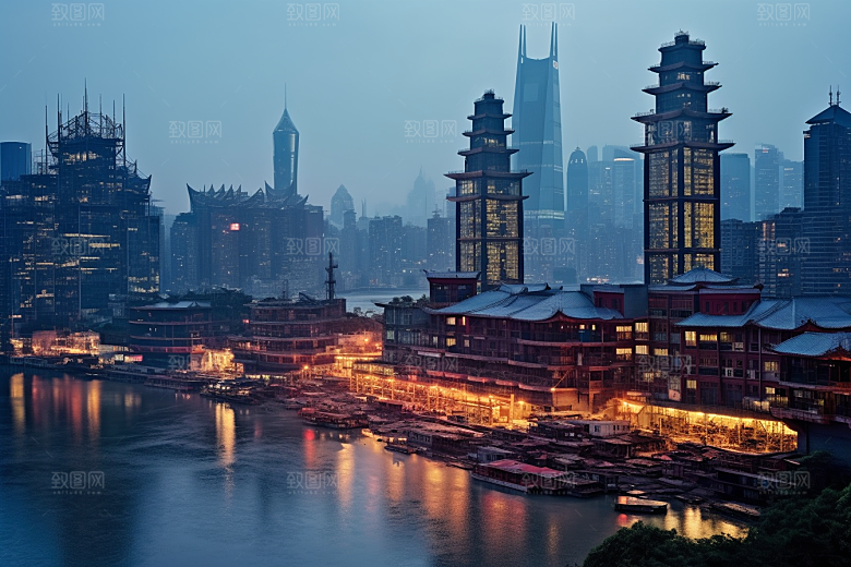 重庆城市建筑风光视觉场景