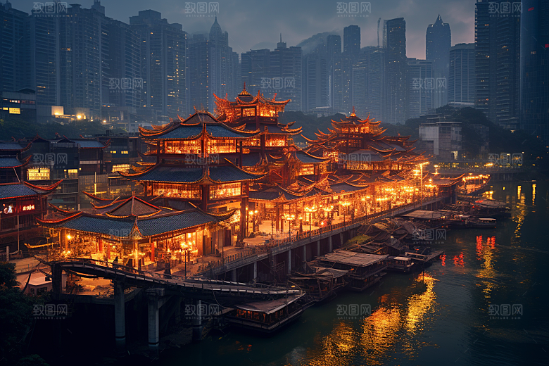重庆城市风光建筑视觉场景