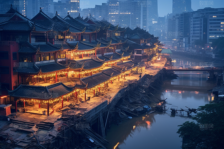 重庆城市建筑3D立体视觉场景