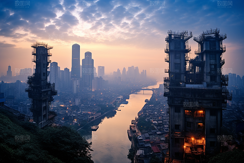 重庆城市大气3D立体视觉场景
