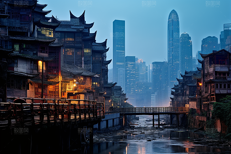 重庆城市建筑山城视觉场景