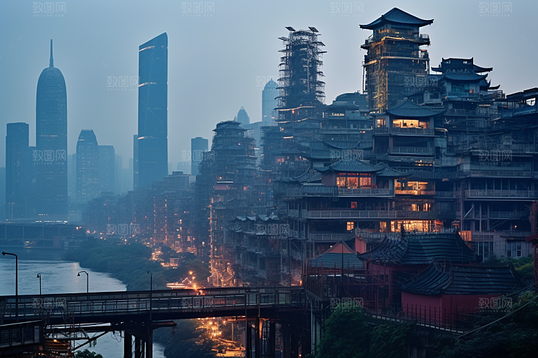 重庆城市风光建筑视觉场景