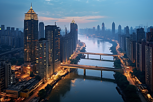 重庆城市建筑赛博朋克视觉场景
