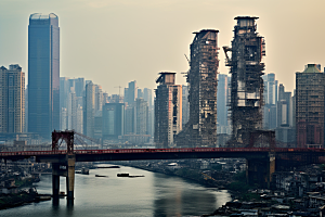 重庆城市建筑赛博朋克视觉场景