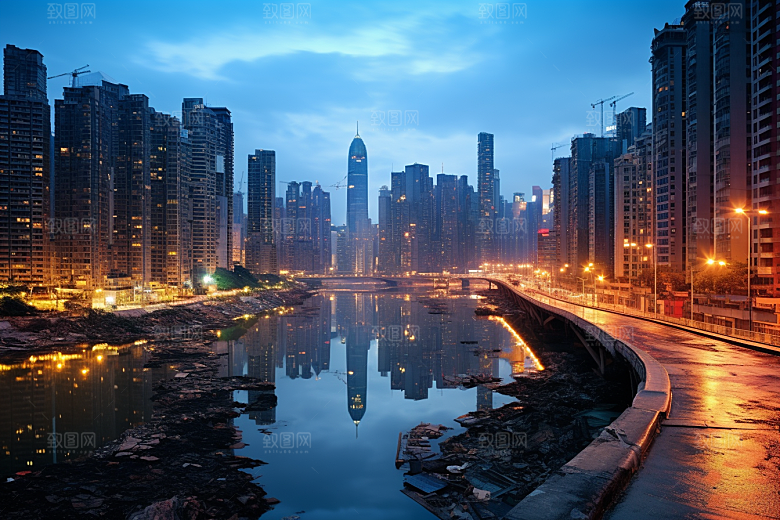 重庆城市大气赛博朋克视觉场景