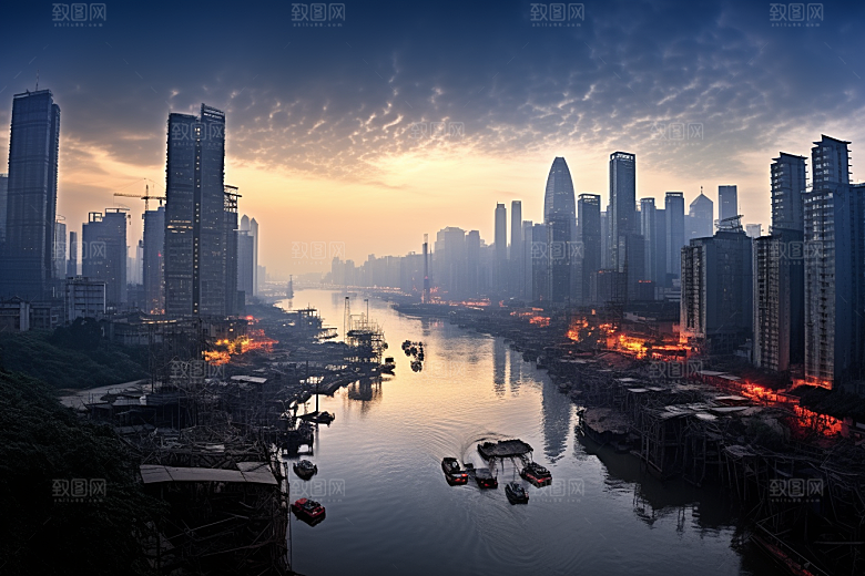 重庆城市建筑3D立体视觉场景