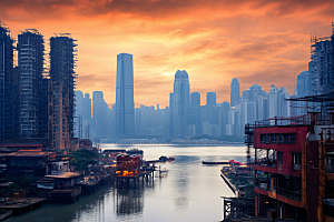 重庆城市大气建筑视觉场景