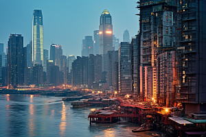 重庆城市大气赛博朋克视觉场景