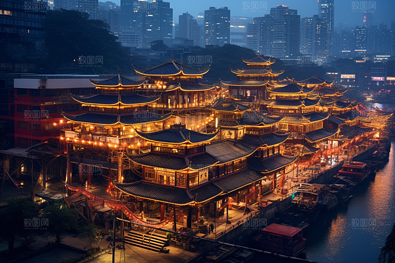 重庆城市3D立体山城视觉场景