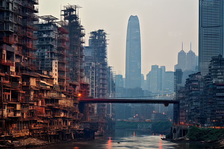 重庆城市赛博朋克山城视觉场景