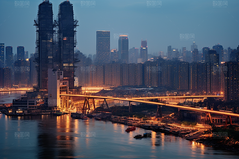 重庆城市大气3D立体视觉场景