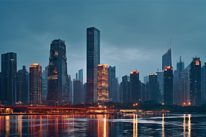 重庆城市建筑赛博朋克视觉场景