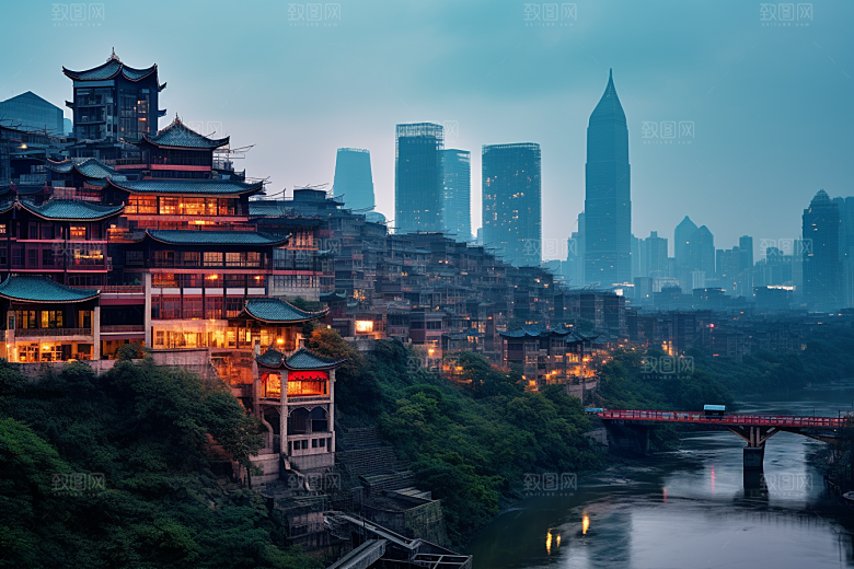 重庆城市建筑山城视觉场景