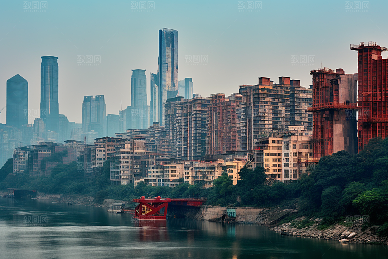 重庆城市大气赛博朋克视觉场景