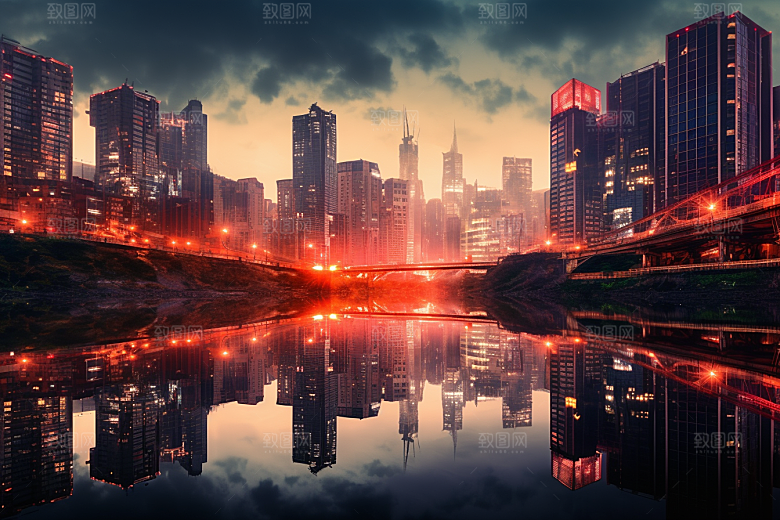 重庆城市大气赛博朋克视觉场景
