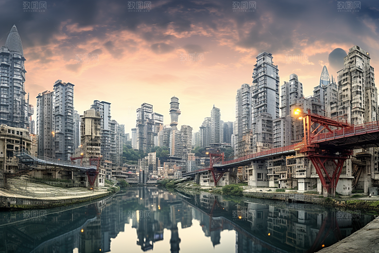 重庆城市建筑3D立体视觉场景
