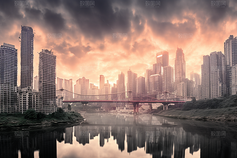 重庆城市赛博朋克3D立体视觉场景