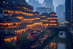 重庆城市建筑山城视觉场景