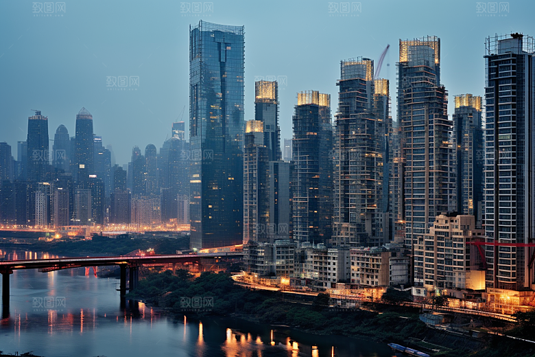 重庆城市3D立体建筑视觉场景