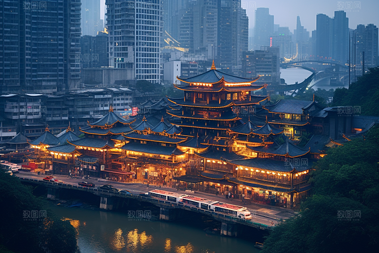 重庆城市风光建筑视觉场景