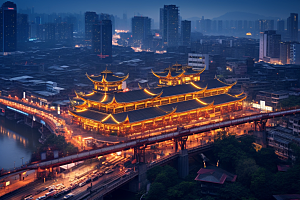 重庆城市3D立体大气视觉场景