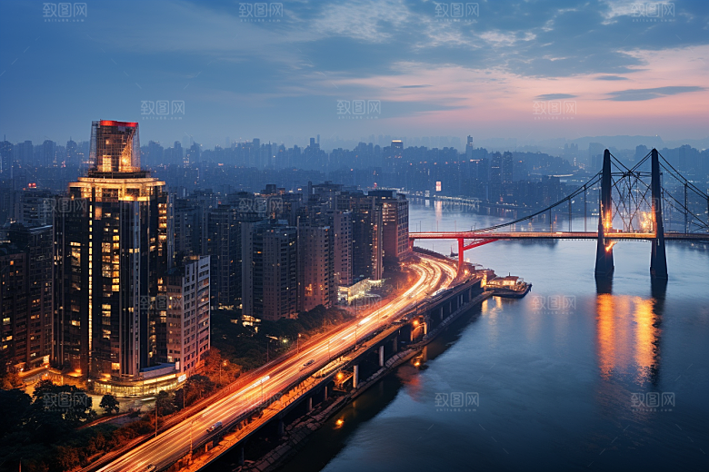 重庆城市3D立体赛博朋克视觉场景