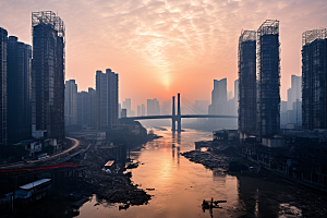 重庆城市大气3D立体视觉场景