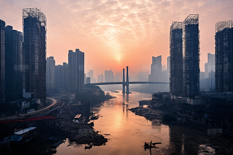 重庆城市大气3D立体视觉场景