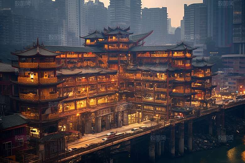 重庆城市风光山城视觉场景