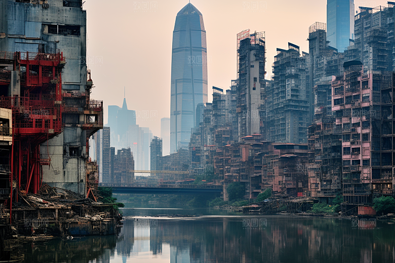 重庆城市3D立体赛博朋克视觉场景