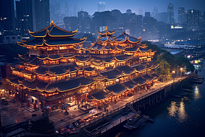 重庆城市大气建筑视觉场景