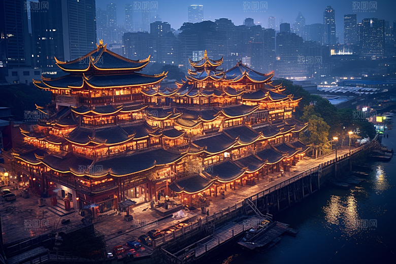 重庆城市大气建筑视觉场景