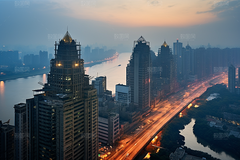 重庆城市赛博朋克3D立体视觉场景