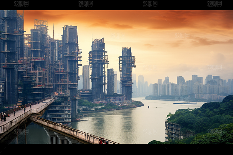 重庆城市赛博朋克大气视觉场景