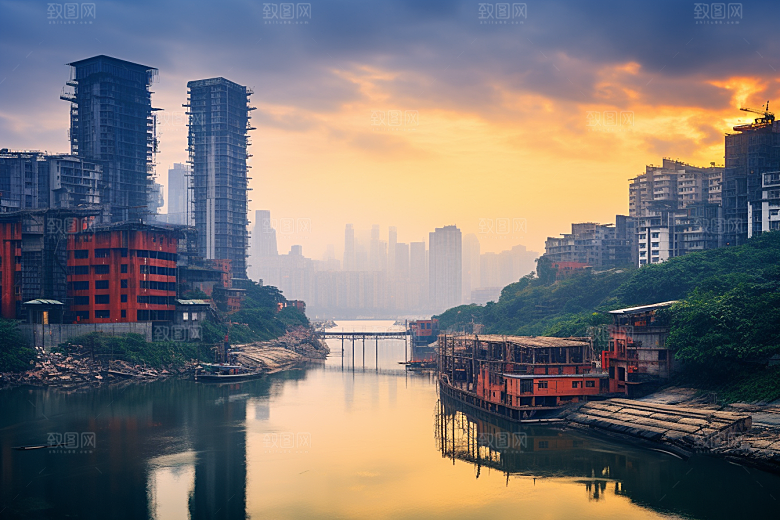 重庆城市山城赛博朋克视觉场景