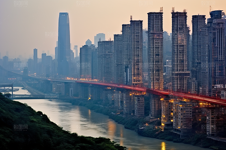 重庆城市赛博朋克风光视觉场景