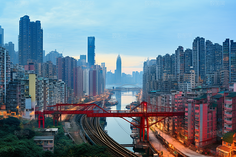 重庆城市赛博朋克3D立体视觉场景