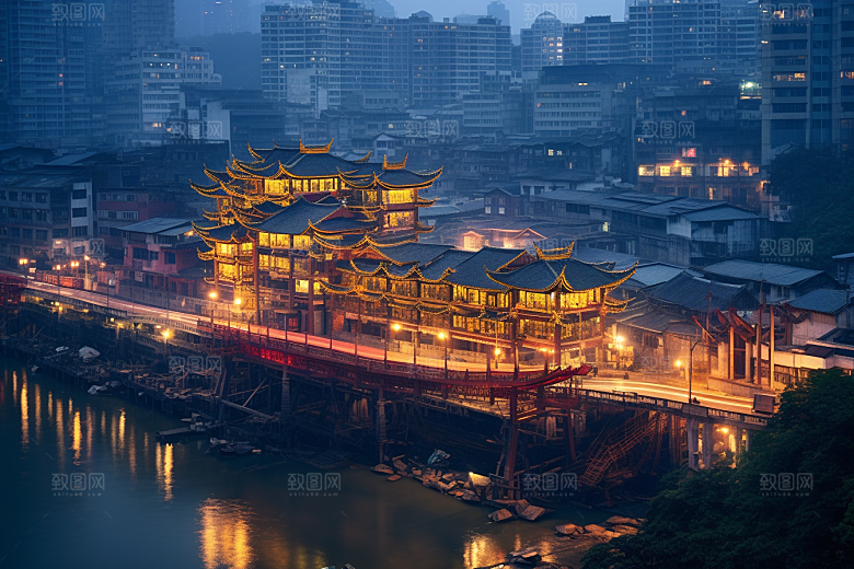 重庆城市风光建筑视觉场景
